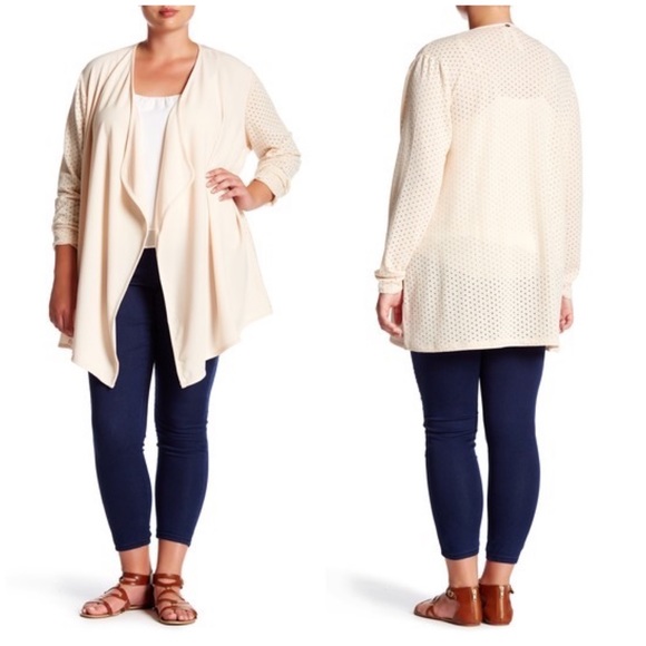 Melissa McCarthy Seven7 Sweaters - MELISSA MCCARTHY SEVEN7 Dotted Flyaway Cardigan